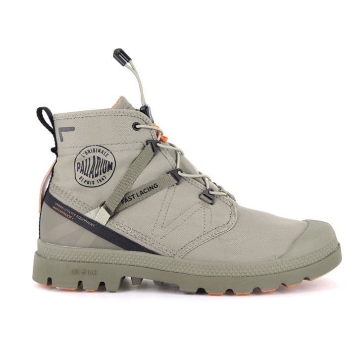 Palladium Pampa Travel Lite+ Waterproof Men\'s Boots Olive | UK P304-KEH